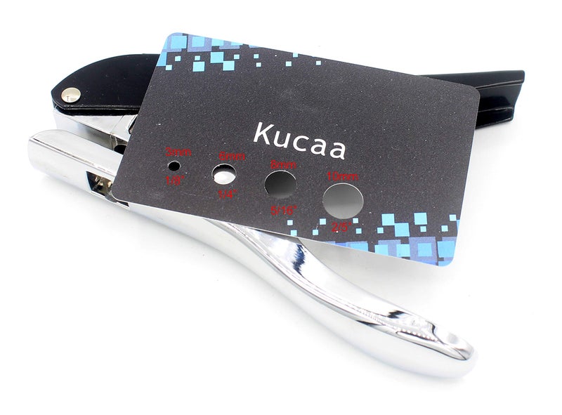 Kucaa Metal Silver Hand-held 2/5 inch 10mm Round Heavy Duty Single Circle Hole Punch for ID Cards PVC Cards Badge Photos - Image 3